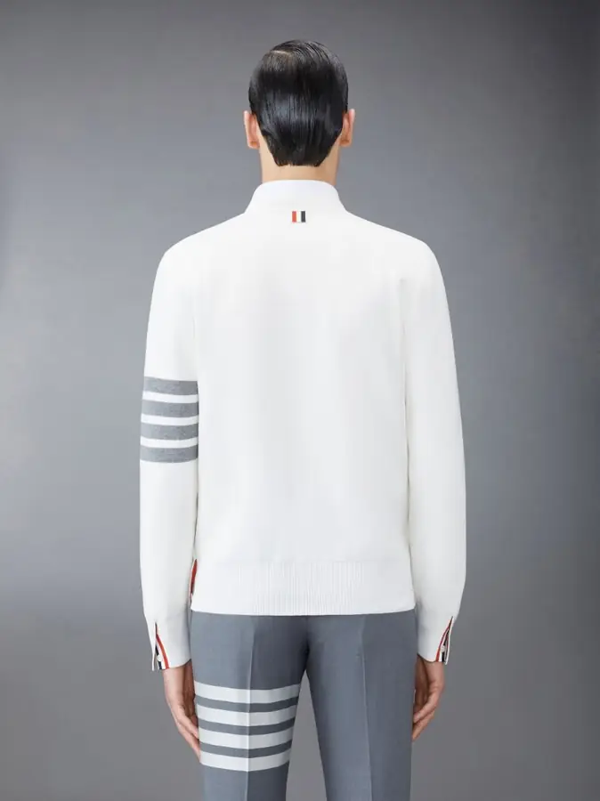 톰브라운 밀라노 브이넥 카디건 화이트
