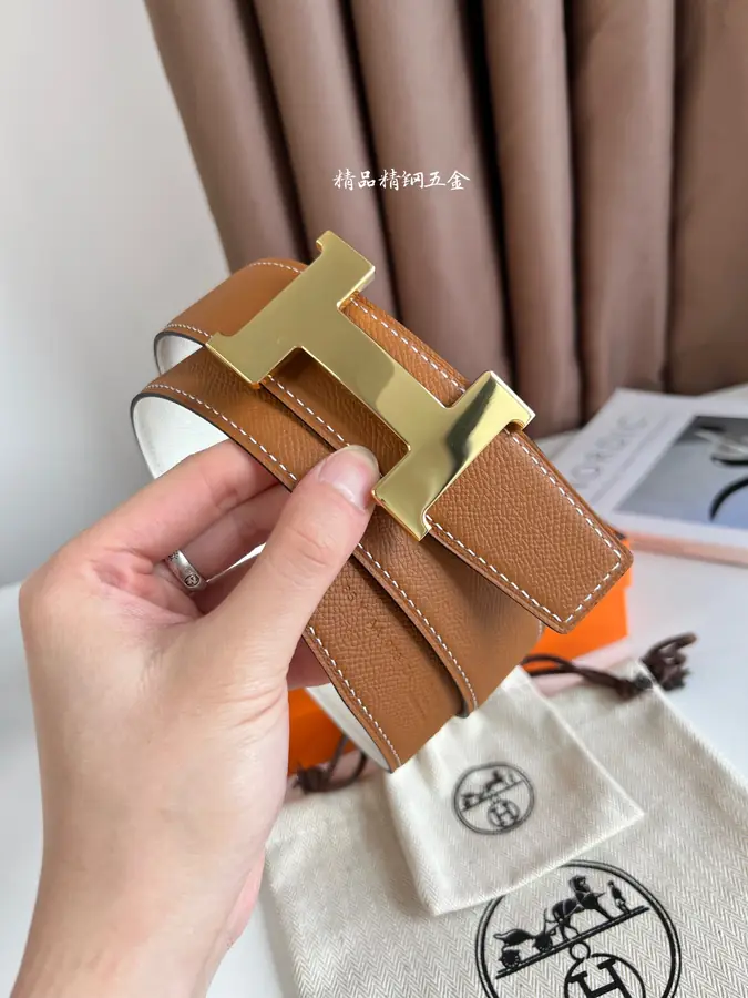 에르메스 콘스탄스 브라운 벨트 골드 32mm