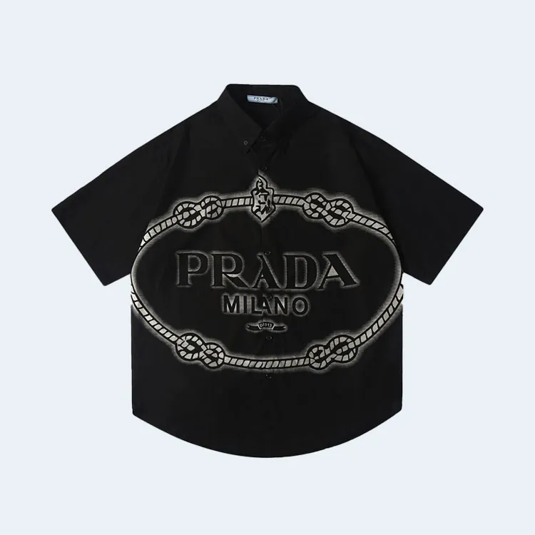 프라다 24SS 프린트 패치워크 셔츠 블랙