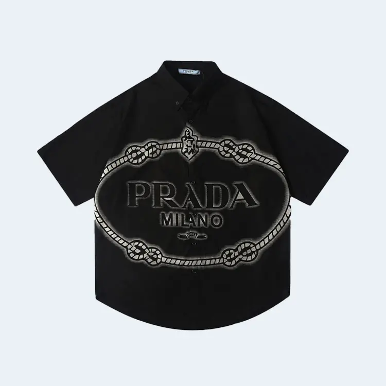 프라다 24SS 프린트 패치워크 셔츠 블랙