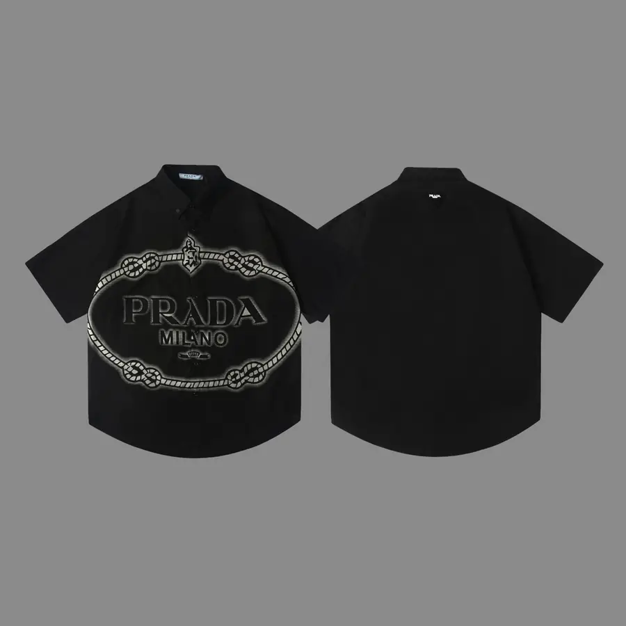 프라다 24SS 프린트 패치워크 셔츠 블랙