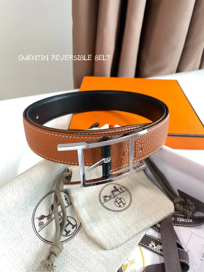 에르메스 쿠엔틴 리버서블 벨트 브라운 32mm