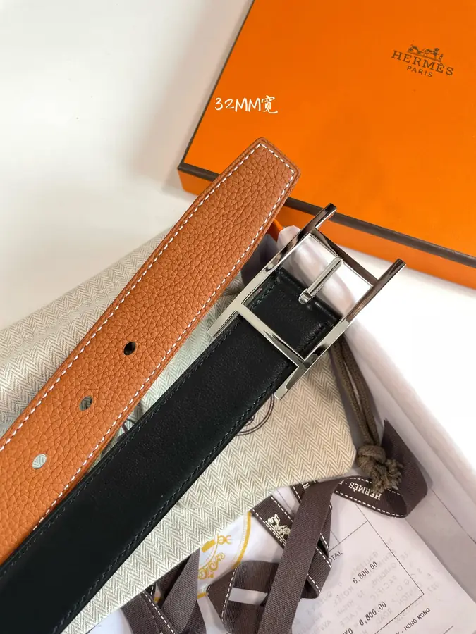 에르메스 쿠엔틴 리버서블 벨트 브라운 32mm