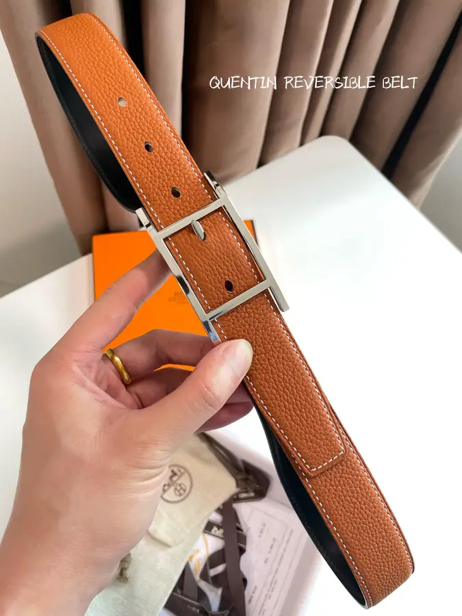 에르메스 쿠엔틴 리버서블 벨트 브라운 32mm