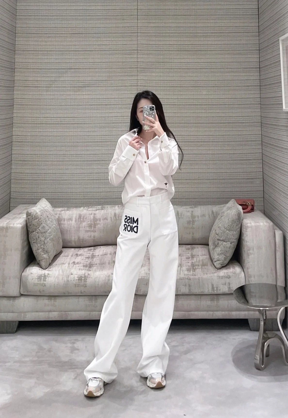 디올 미스 디올 모티브 코튼 플레어 팬츠