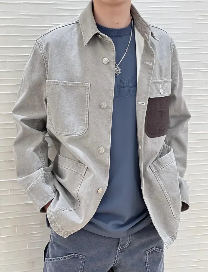 디올 앤드 스톤 아일랜드 그레이 코튼 캔버스 재킷