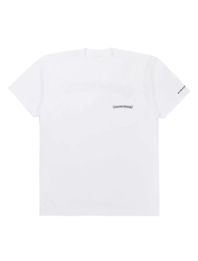남녀공용 크롬하츠 스크롤 로고 포켓 티셔츠 (2color)