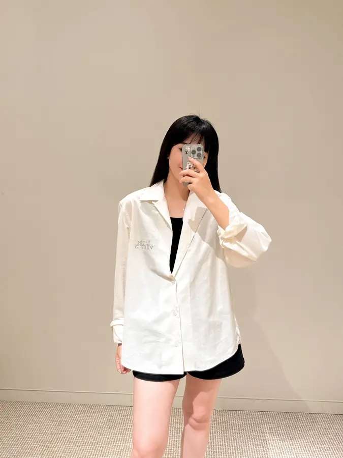 루이비통 엠벨리시드 오픈 카라 롱 슬리브드 셔츠