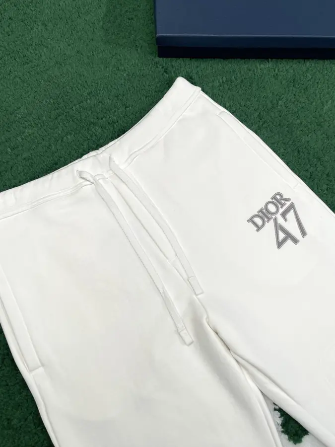 디올 코튼 플리스 트랙 팬츠 화이트