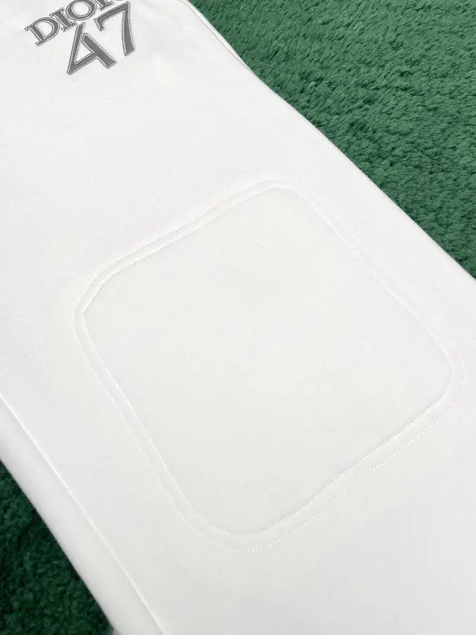 디올 코튼 플리스 트랙 팬츠 화이트