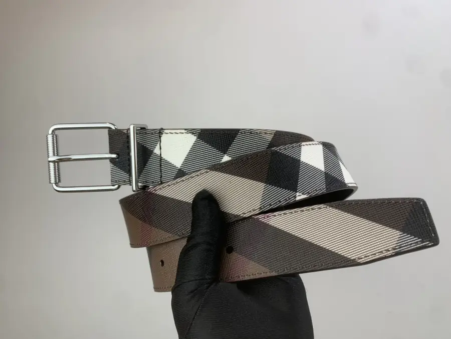 버버리 리버서블 체크 레더 티비 벨트 35mm