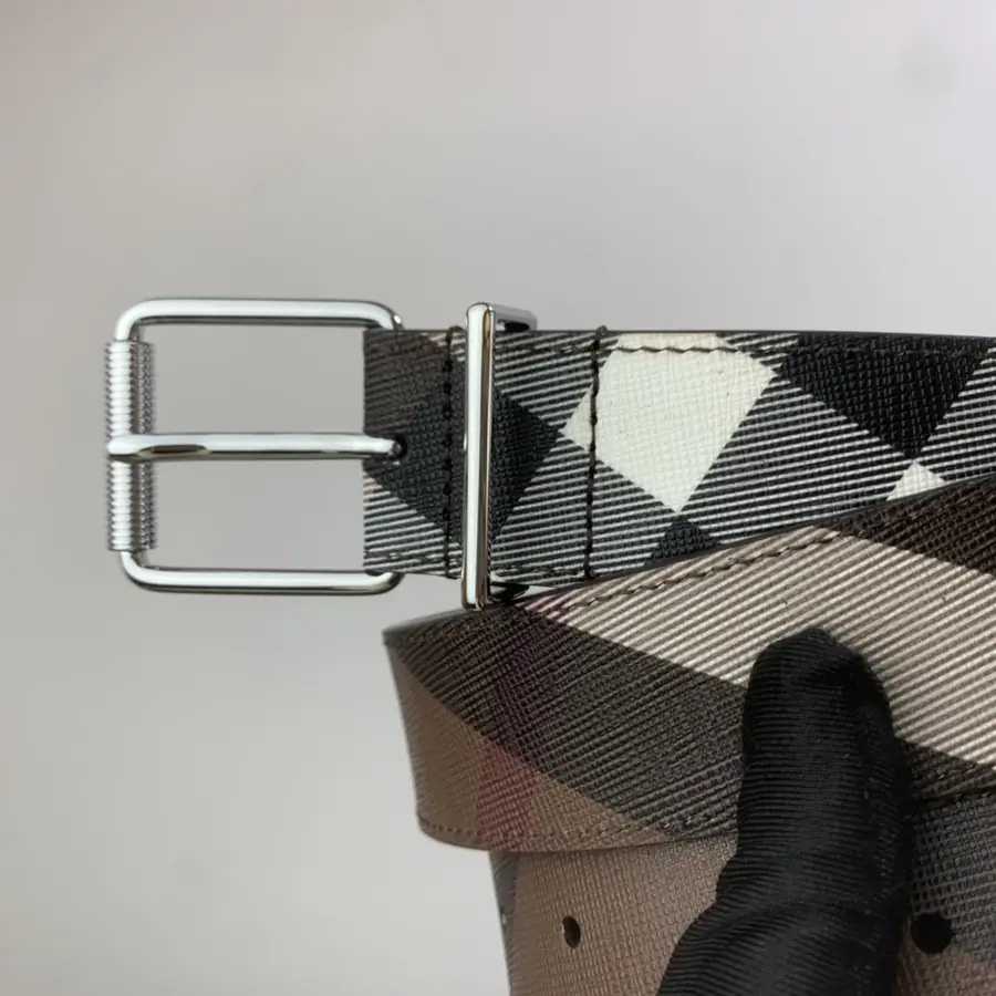 버버리 리버서블 체크 레더 티비 벨트 35mm