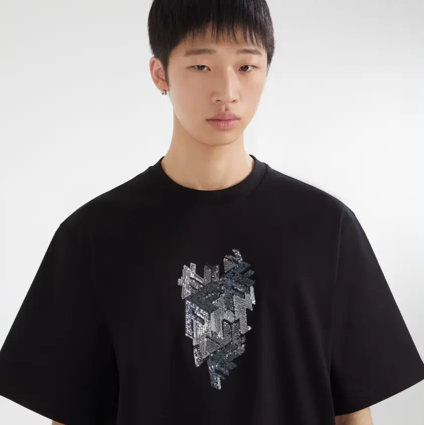 펜디 쇼트 슬리브 블랙 저지 티셔츠