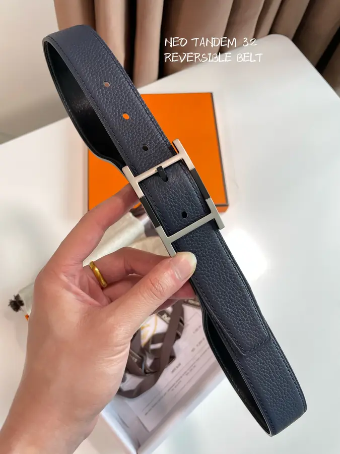 에르메스 네오 탄뎀 리버서블 블루 벨트 32mm