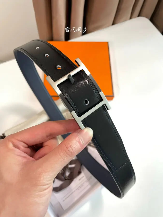 에르메스 네오 탄뎀 리버서블 블루 벨트 32mm