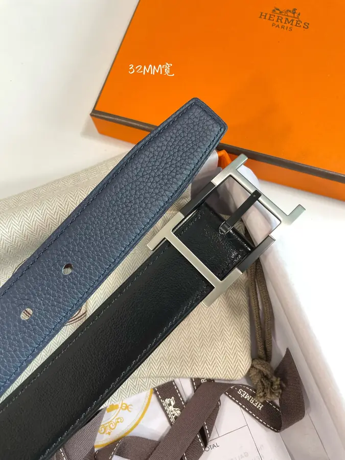 에르메스 네오 탄뎀 리버서블 블루 벨트 32mm