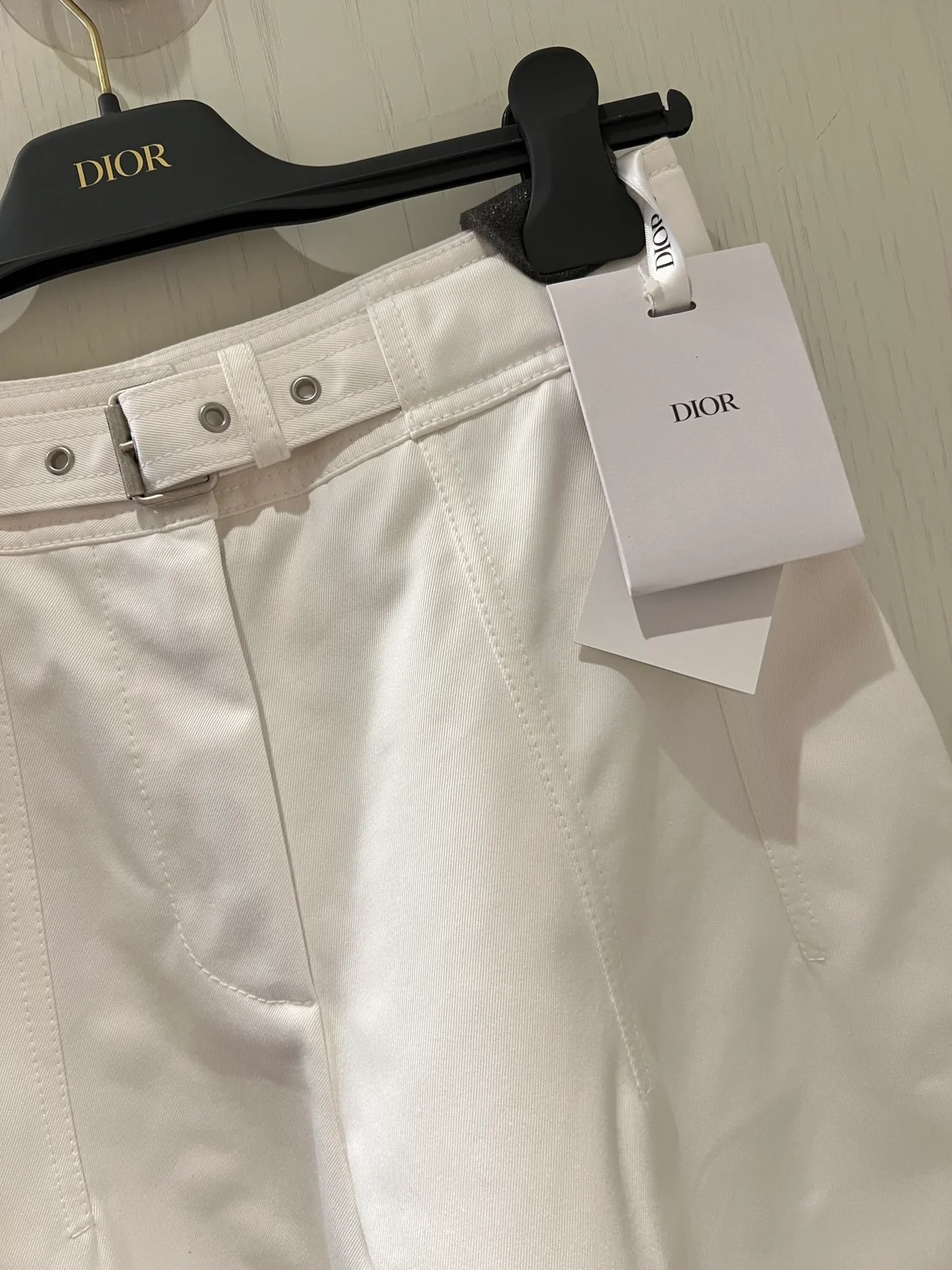 디올 플레어 팬츠 화이트 코튼