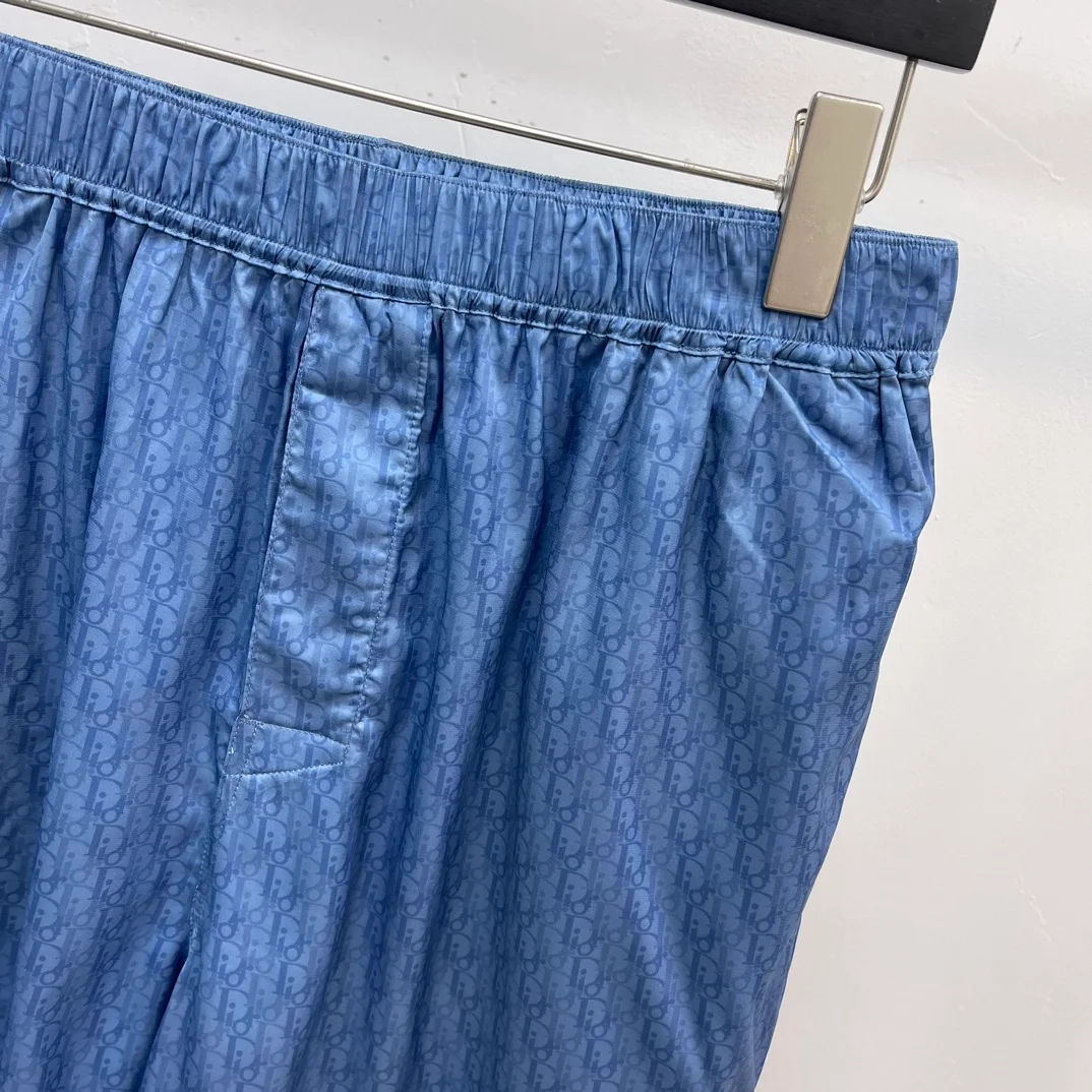 디올 오블리크 실크 코튼 자카드 쇼츠 블루