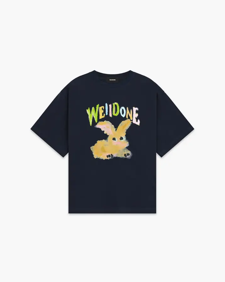 남녀공용 웰던 토끼 프린트 반팔 티셔츠 (2color)