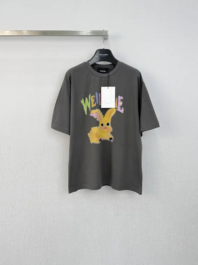 남녀공용 웰던 토끼 프린트 반팔 티셔츠 (2color)