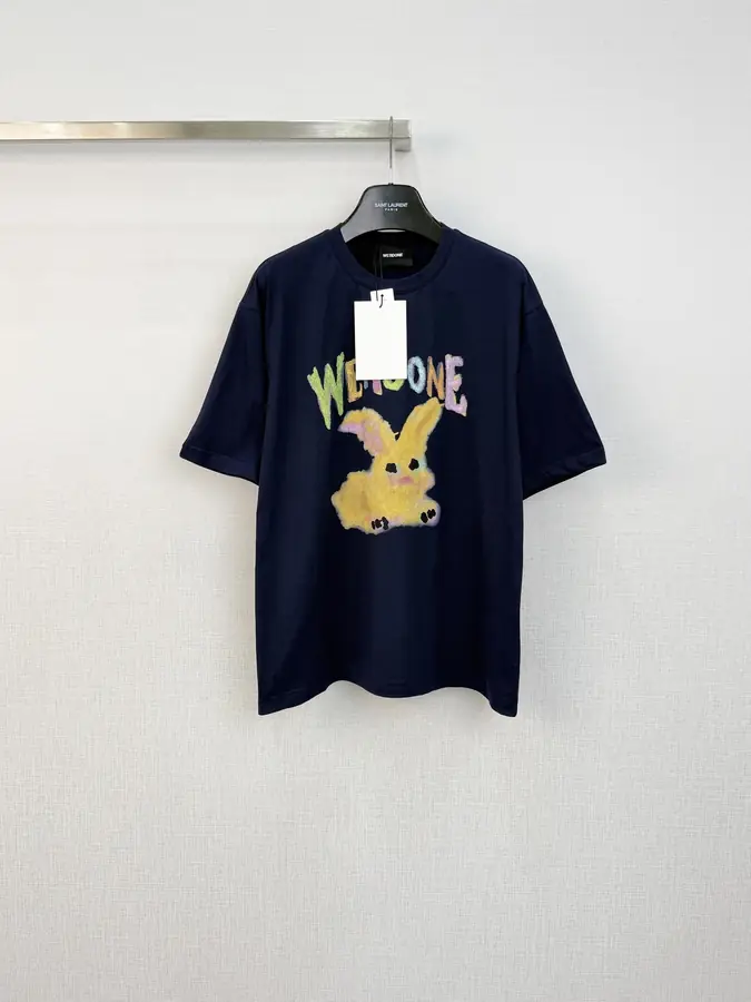 남녀공용 웰던 토끼 프린트 반팔 티셔츠 (2color)