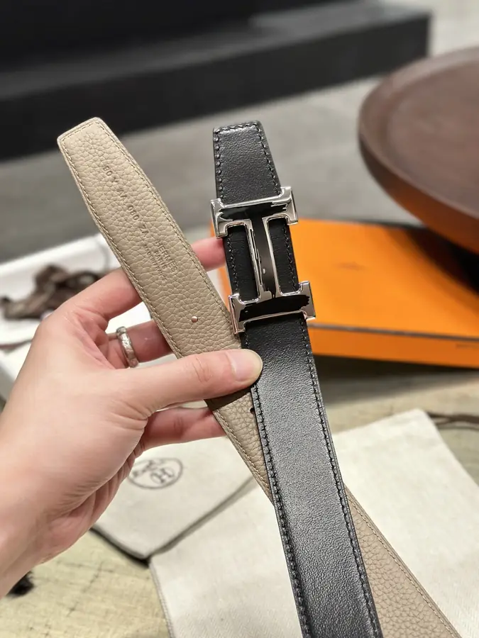 에르메스 브러시 리버서블 벨트 베이지 32mm