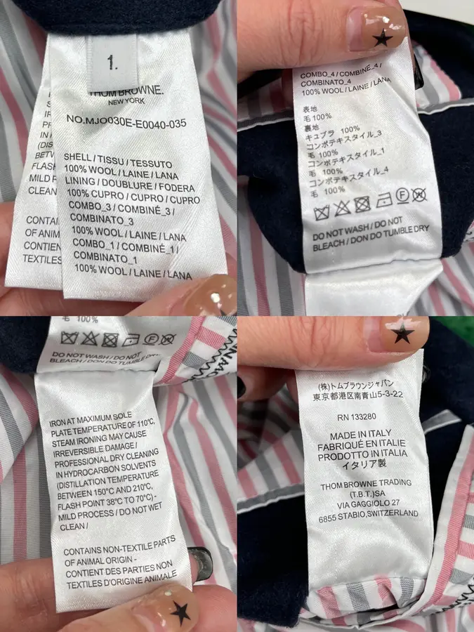 톰브라운 4선 펀믹스 플란넬 울 블루종 그레이 네이비