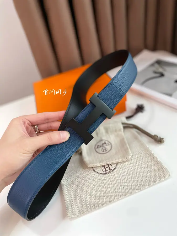 에르메스 콘스탄스 리버서블 블루 벨트 38mm