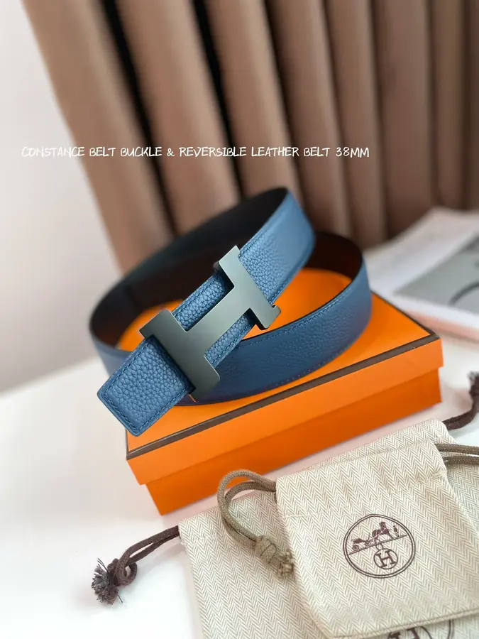 에르메스 콘스탄스 리버서블 블루 벨트 38mm