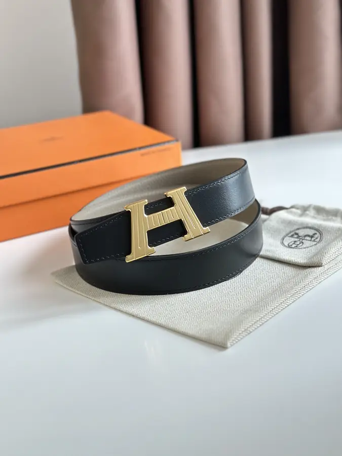 에르메스 H 토고 베이지 벨트 금장 32mm