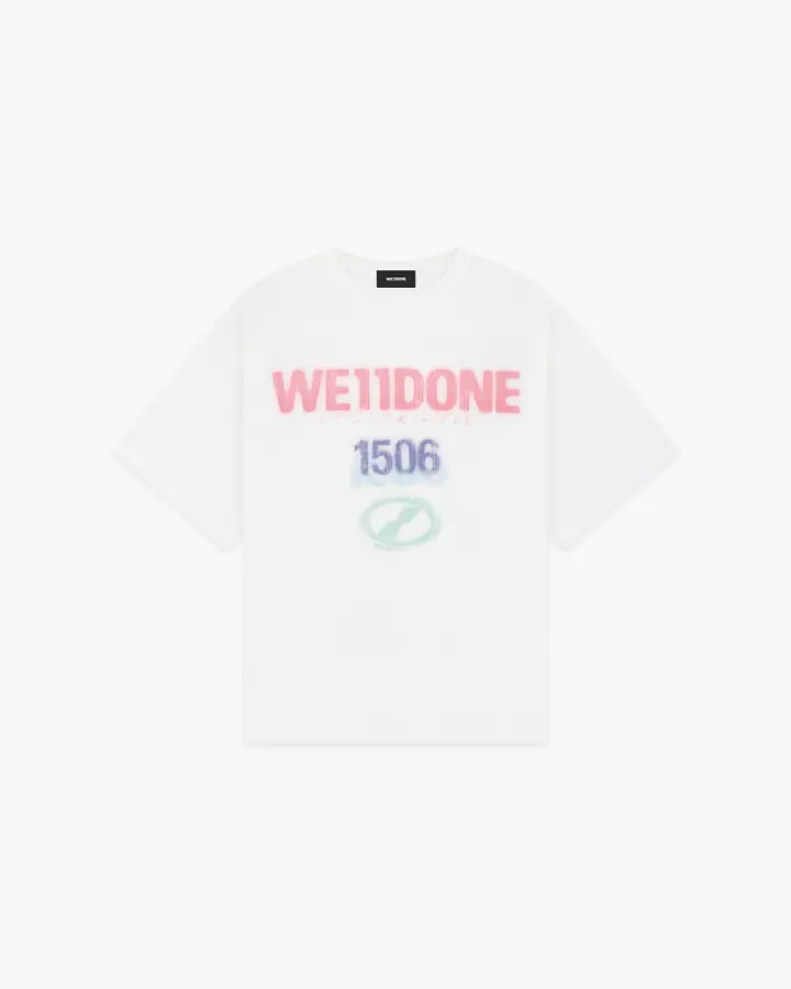 남녀공용 웰던 블러리 로고 프린트 반팔 티셔츠 (2color)