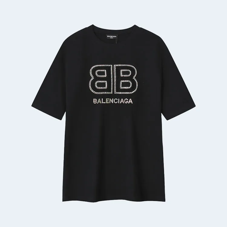 발렌시아가 BB 엠브로이더리 로고 티셔츠 블랙
