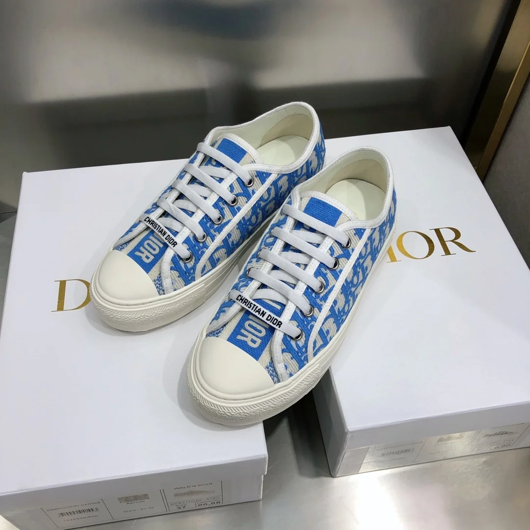 디올 Walk'n'Dior 스니커즈 블루 오블리크 자수