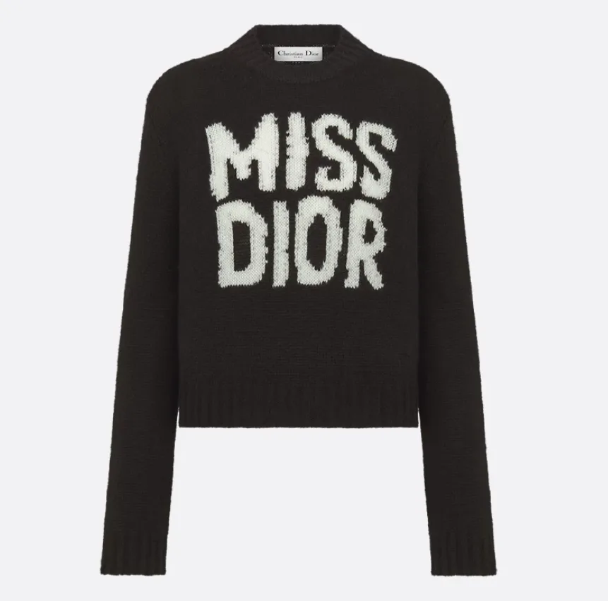 디올 화이트 Miss Dior Graffiti 모티브 블랙 캐시미어 실크 니트 상세 이미지 2