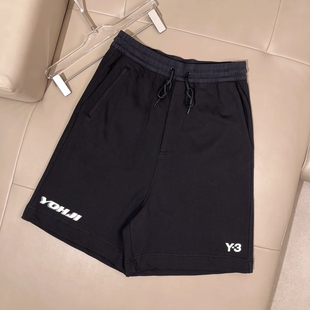 Y-3 프렌치 코튼 테리 드로스트링 쇼츠 블랙