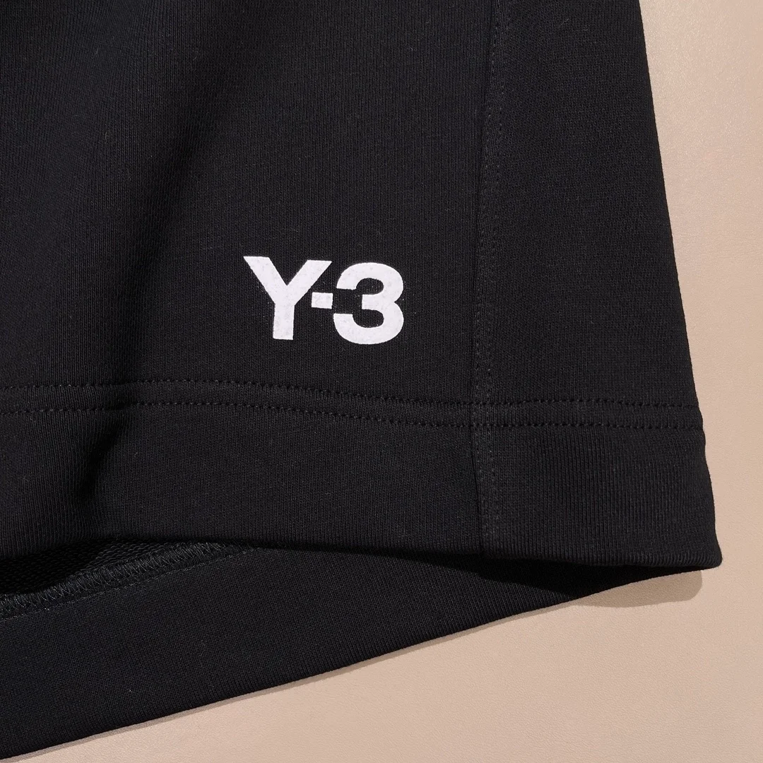Y-3 프렌치 코튼 테리 드로스트링 쇼츠 블랙