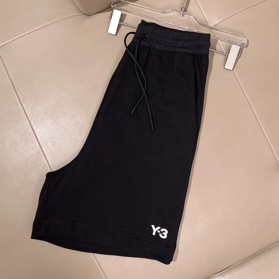 Y-3 프렌치 코튼 테리 드로스트링 쇼츠 블랙