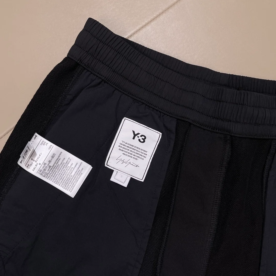Y-3 프렌치 코튼 테리 드로스트링 쇼츠 블랙