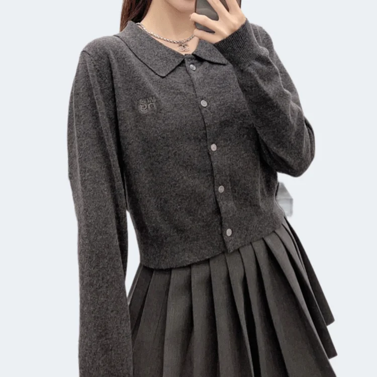 알렉산더왕 크롭 니트 가디건 그레이