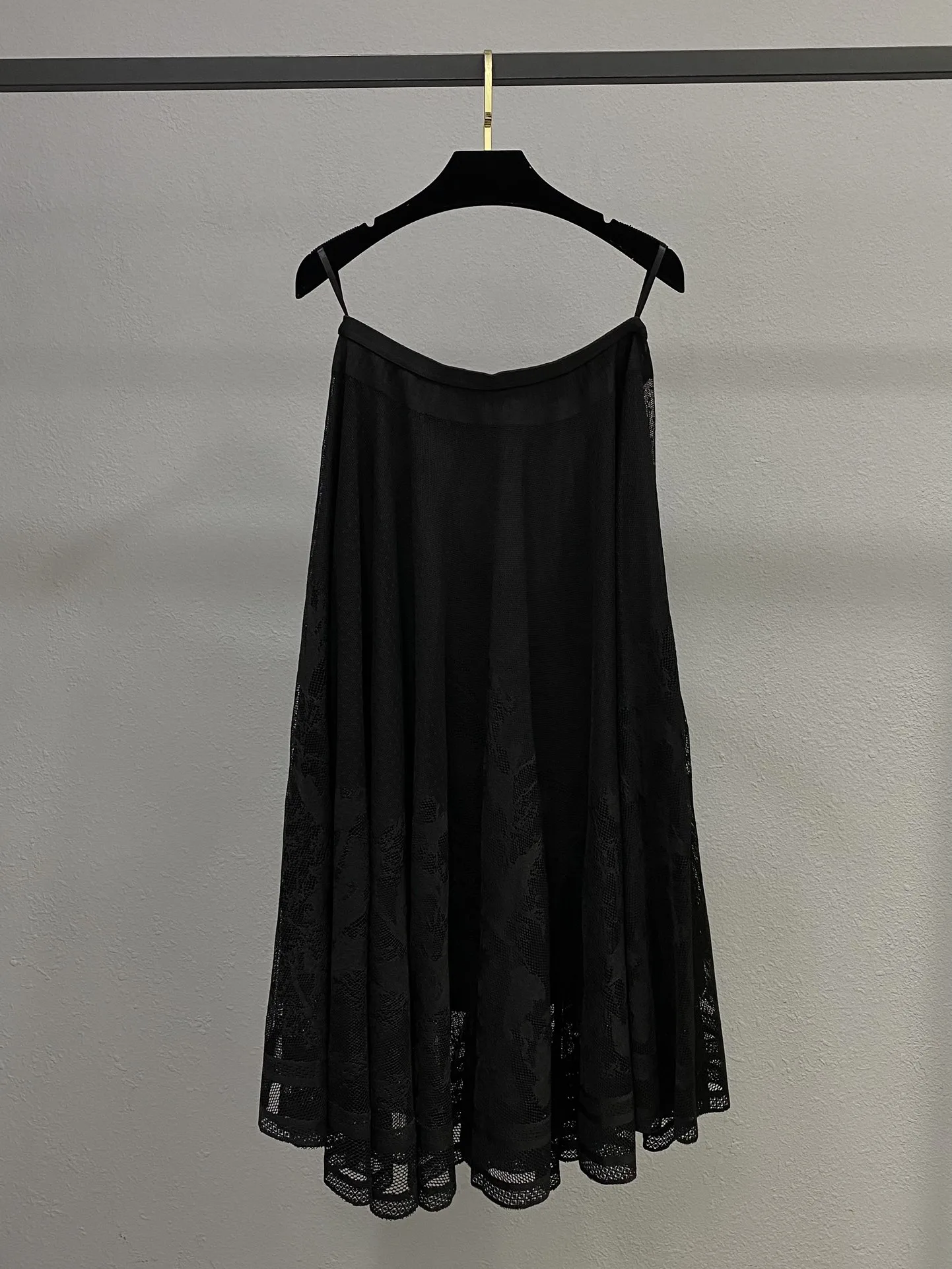 디올 블랙 Dior Chardons 코튼 블렌드 레이스 플레어 미디 스커트 상세 이미지 6