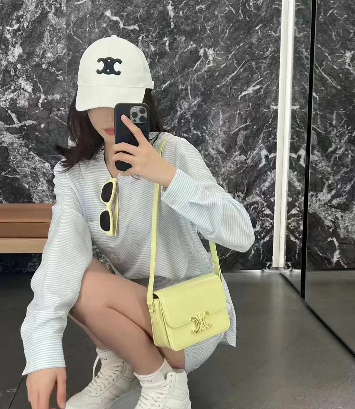 셀린느 캡 모자 화이트/블랙 상세 이미지 2