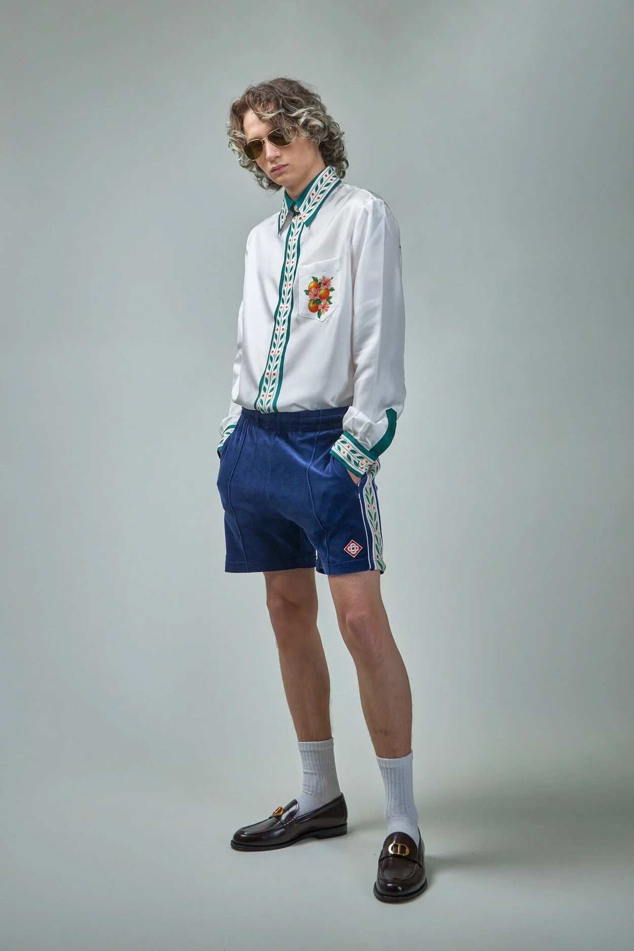 카사블랑카 벨루어 로렐 쇼츠 블루