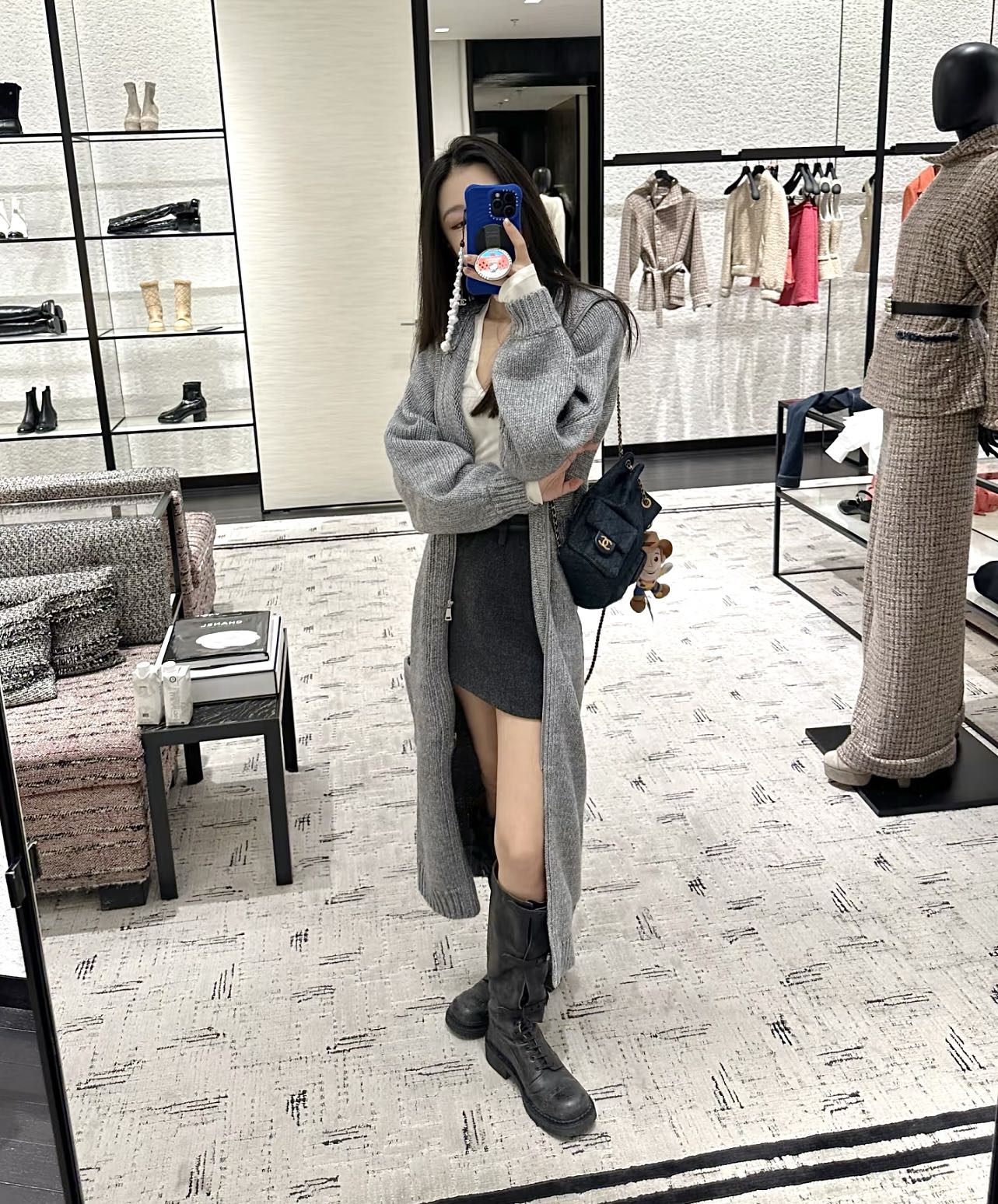 샤넬 25C 더블 포켓 더블 백팩 데님 진청