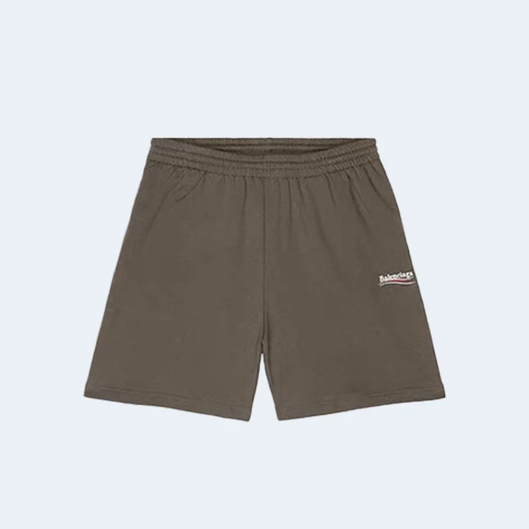 발렌시아가 폴리티컬 캠페인 라지 핏 스웨트 쇼츠 카키