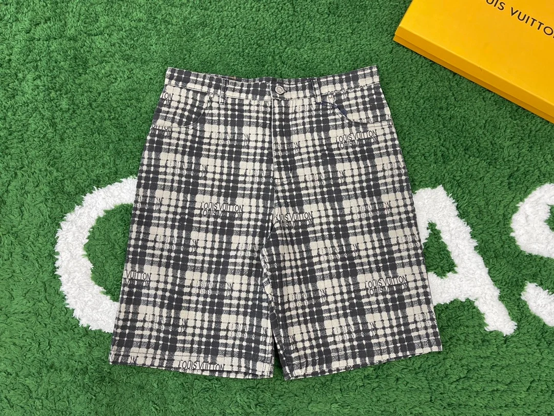 루이비통 체크 데님 쇼츠 블랙 1ABY98