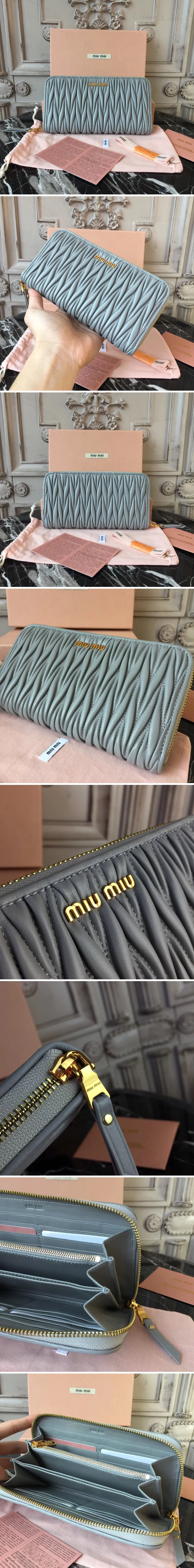 미우미우 마테라쎄 지퍼 장지갑 민트 상세 이미지 2