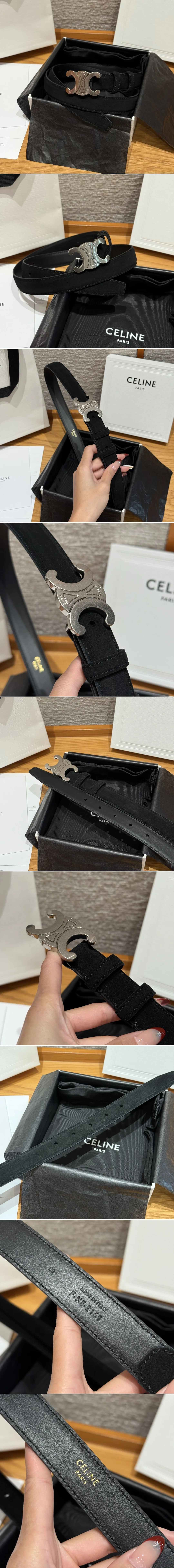 셀린느 트리옹프 벨트 스웨이드 25mm 은장 상세 이미지 2