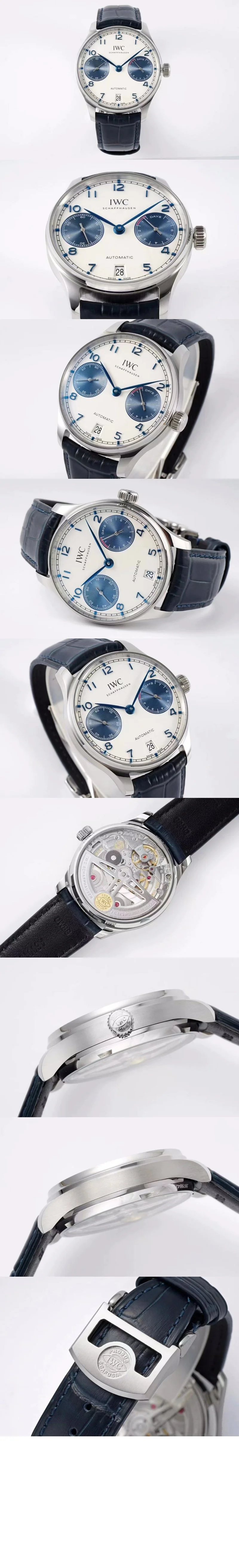 IWC 포르투기저 오토매틱 워치 흰판 청 상세 이미지 6