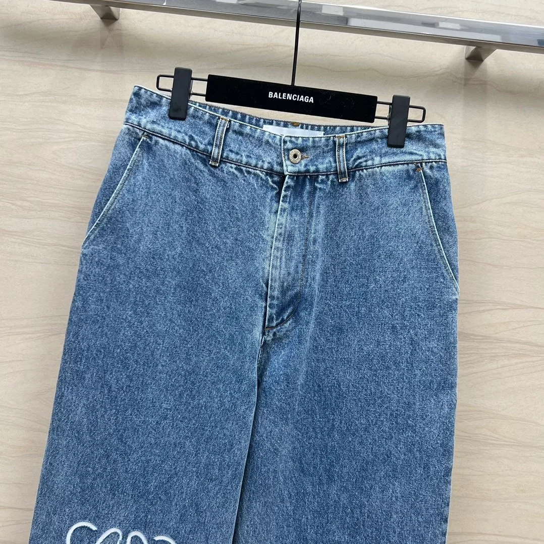 로에베 애너그램 배기 진 미드 블루 데님