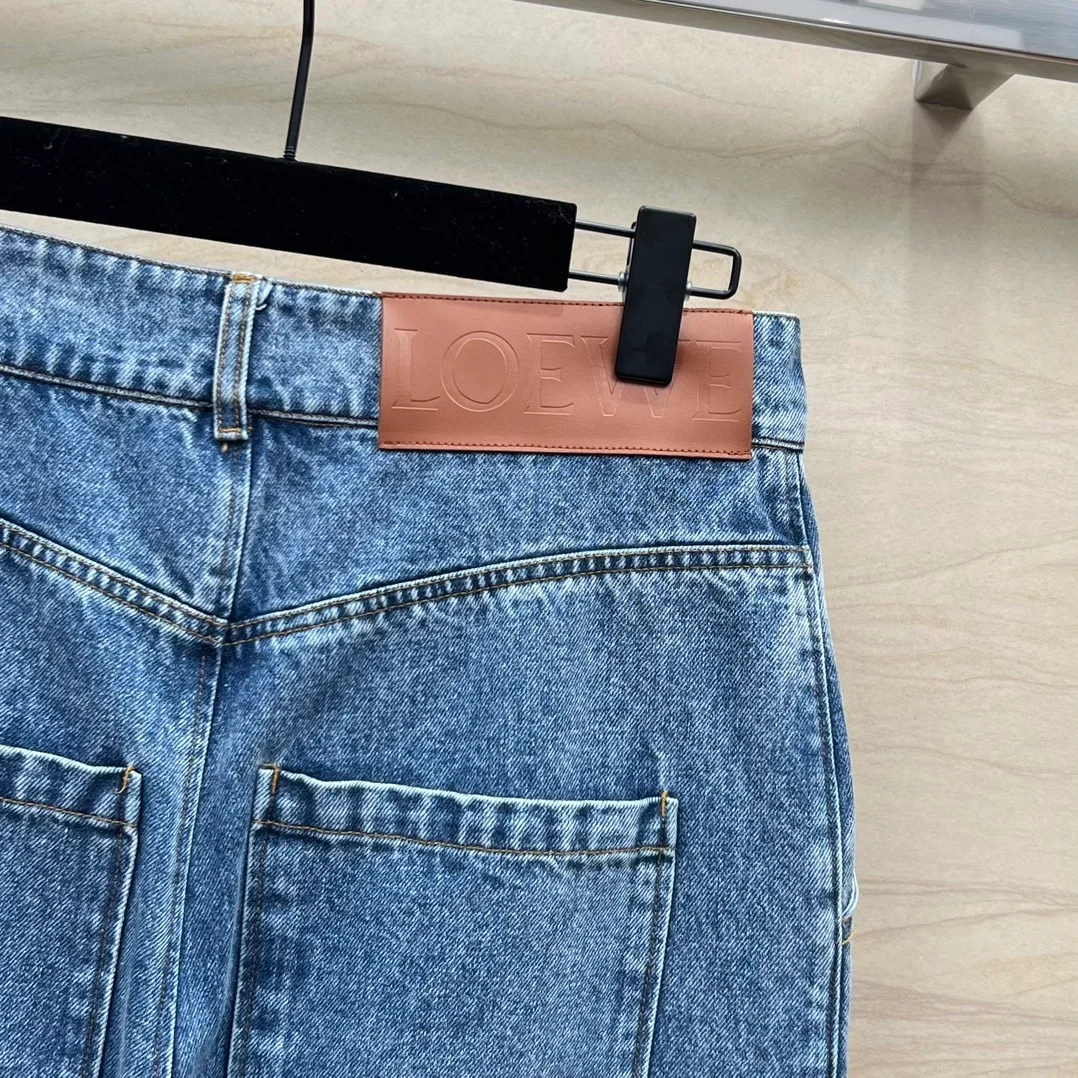 로에베 애너그램 배기 진 미드 블루 데님